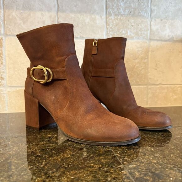 Stuart Weitzman Benedicta‎ Bootie 9 Brown Suede - Picture 1 of 14